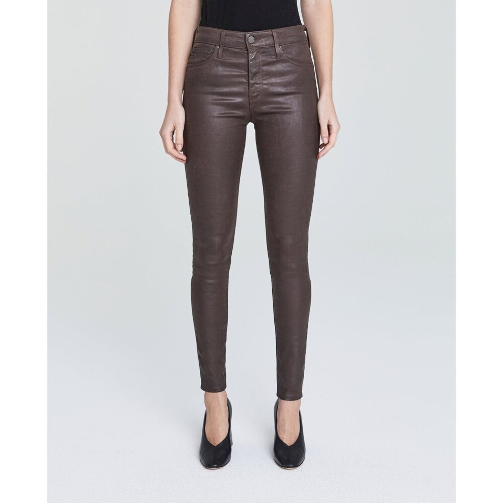 AG Jeans Farrah Skinny LEATHERETTE Brown MID-RISE SKINNY JEANS SIZE 28